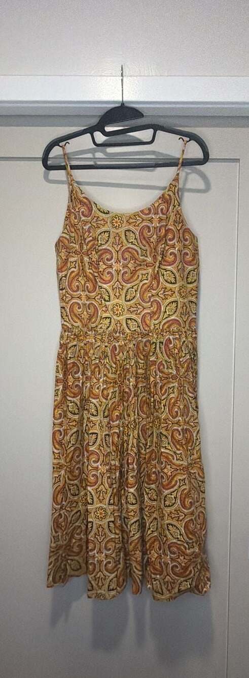 Vintage Paisley Print Sleeveless Midi Dress